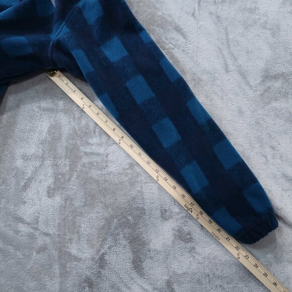 Columbia Mens Fleece Jacket Casual Drawstring Waist Zip Up Checkered Blue - Picture 14 of 16